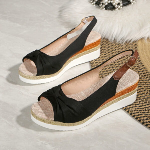 Bow Wedge Casual Sandals Women's Rubber - Image 6